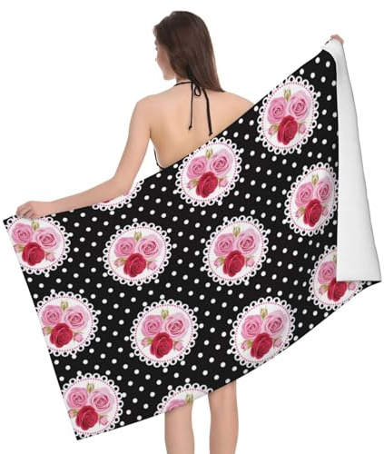 Handtücher Rosa Rosen Duschtuch Leicht Handtuch Mikrofaser Badetuch Für Camping Sauna Reise 80X130Cm