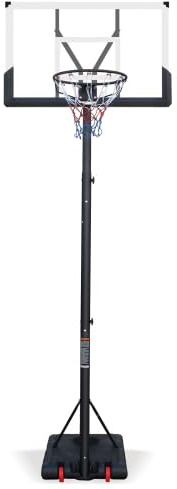 kiximay Basketballkorb, Basketball, Schwarz/Weiß, Nylon/Stahl, 112 x 90 x 304,8 cm, 24,8 kg, Indoor/Outdoor, Höhenverstellbar 173-305 cm, Freistehend, Für Kinder und Erwachsene, Garten