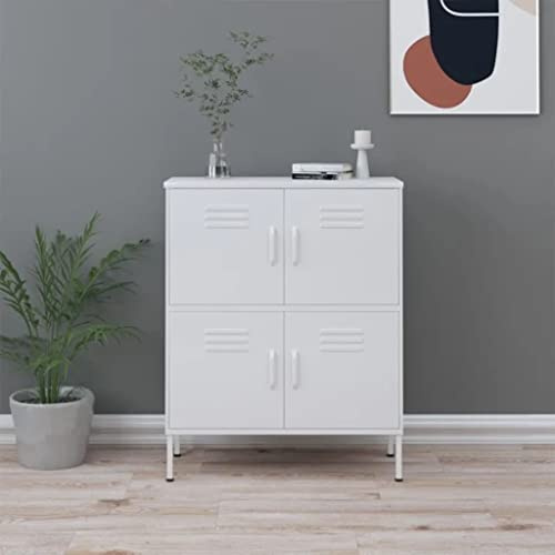 SooIarix Lagerschrank Weiß 80x35x101,5 cm, robuster Stahlschrank mit 2 Einlegeböden, höhenverstellbar, für Büro, Garage und Zuhause, vielseitige Aufbewahrung