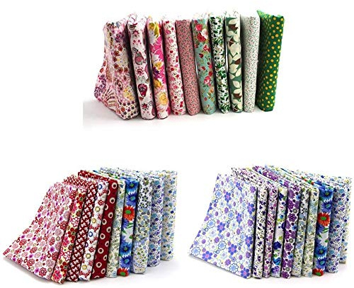 RayLineDo® Patchwork-Stoffe, verschiedene Muster, mehrfarbig, 100 % Baumwolle, Popeline, 45,7 x 55,9 cm, Rot, Grün, Pink, Blau und Violett, 30 Stück
