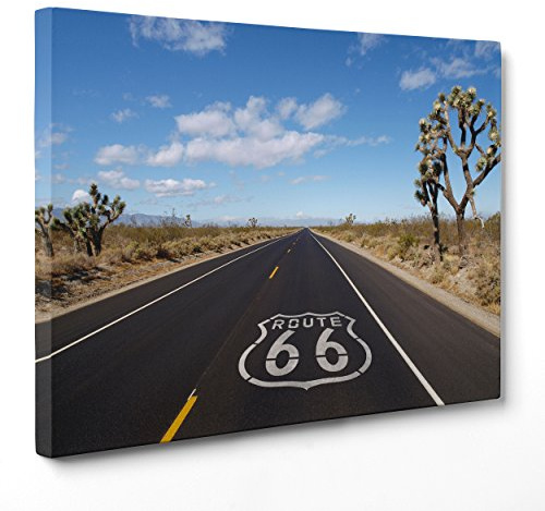 ConKrea Quadro su Tela Canvas - INTELAIATO - Pronto da Appendere - Route 66 - USA America Vintage - Deserto - 30x40cm - Senza Cornice - (cod.1170)