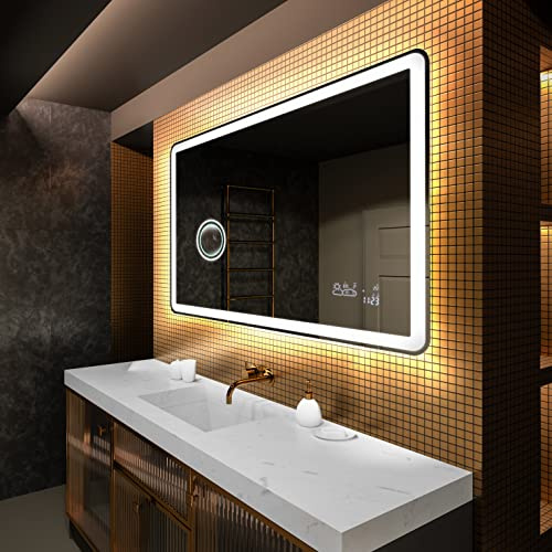 Badspiegel mit Beleuchtung - Led Spiegel Bad - 70x50 - Badezimmerspiegel Nach Maß - auf Individuelle Bestellung Gefertigt - Modernes Design - Ohne Rahmen