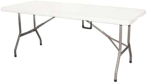 Galileo Casa 2192035 Tavolo Pieghevole Valigia Rettangolare, 181 x 74 x 74 cm, Bianco