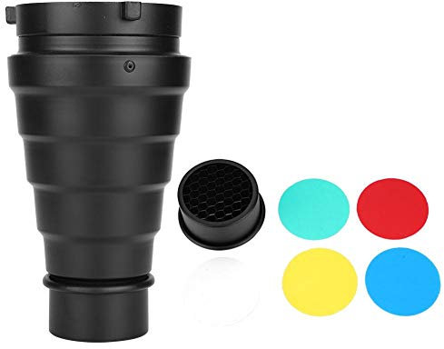 Aluminum Alloy Conical Snoot Kit, Beam Tube with Honeycomb Grid and 5pcs Color Filter Kit, Compatible for Bowens Mount Studio Photography Light