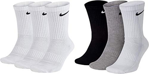 Nike 6 Paar Socken Herren Damen Weiß Grau Schwarz Tennissocken Sparset SX7664, Farbe:weiß grau schwarz, Größe:38-42