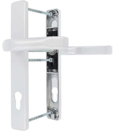 Premium Drückergarnitur Saturn DHS 92mm - Rechteckig - Griff-Griff, Farbe:Weiß RAL 9016, Schildbreite:32mm