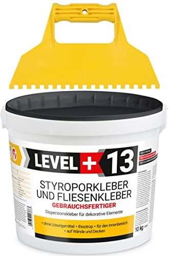 Styroporkleber 10kg + Kunstoffzahnspachtel | Korkkleber Renoviervlies Dispersionkleber Flisenkleber Montagekleber SET RM13 KW