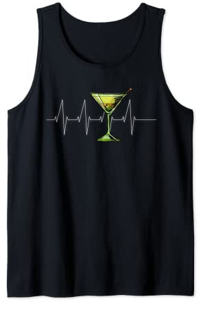 Martini Heartbeat T Shirt Cocktail Glass Happy Hour Shirt Tank Top