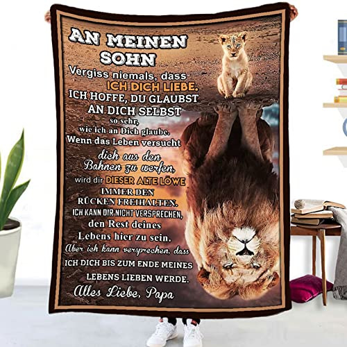 Tospass Kuscheldecke Personalisierte Decke An Meine Sohn Decke Von Papa Flanell Briefdecke Positiv Ermutigen Nachricht Brief Decke Tv-Decken Weiche Fleecedecke für Sofa Reisen 150x200 cm