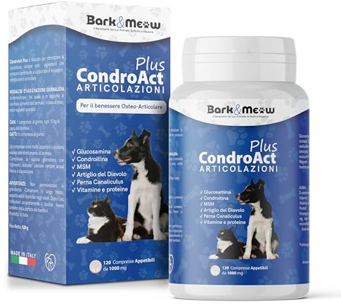 CondroAct Plus Integratore Articolazioni Cane e Gatto - Condroprotettore con Artiglio del diavolo, Glucosamina, Condroitina, MSM e Cozza Verde. Supporta articolazioni, ossa e cartilagini 120 Compresse