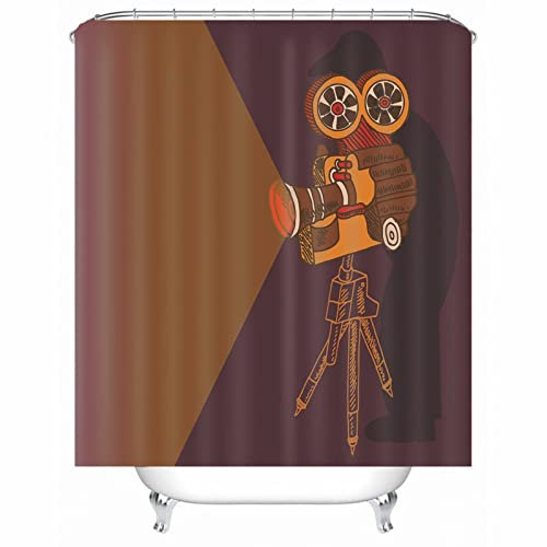 Hoisy Haken Duschvorhang, Duschvorhang Moder Beamer Braun Größe 180X200CM Schnell Trocknend Polyestergewebe Badezimmerzubehör