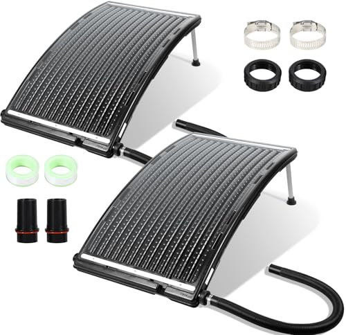 Herrselsam Poolheizung Solar 2 Sets, Solarheizung Pool 113 x 69 x 35 cm, Sonnenkollektor Pool Anschluss Ø 32-40mm, Höhenverstellbar Pool Heizungen Solar für Schwimmbad, Gartendusche