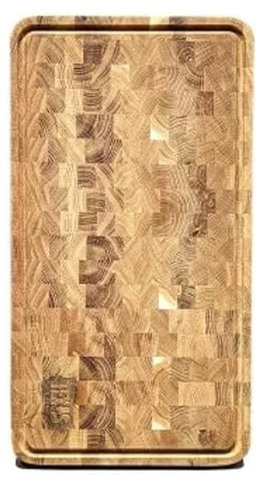 Texas Clubs - Tagliere in Rovere Fatto a Mano per Affettare Tritare e Servire, Design a Scacchi, Trattato con Olio di Lino, Dimensioni: 50 × 27 × 3 cm