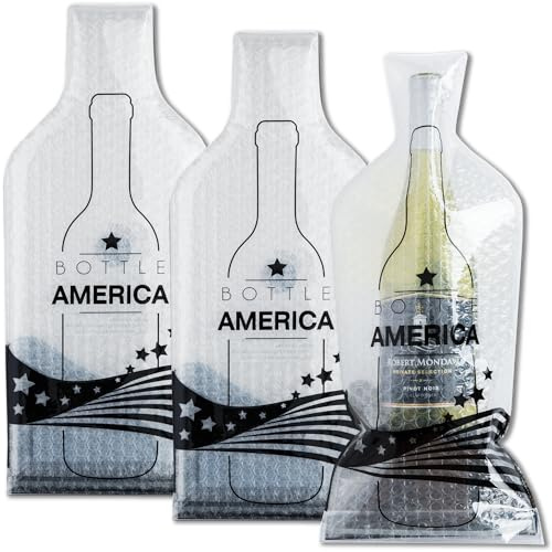 JIMMY THE FOX Bottle America | Hållbara återanvändbara vinfodral i tre lager med extra bubbelinsatser | Läckagesäkert reseflaskhållare | Flyg, kryssning, bil | 3-pack