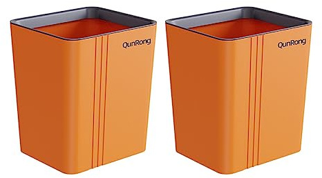 BOKIOESDE 2 pièces Bureau hôtel Poubelle Salon Chambre Corbeille à Papier Forme carrée Poubelle Grande capacité, Orange L