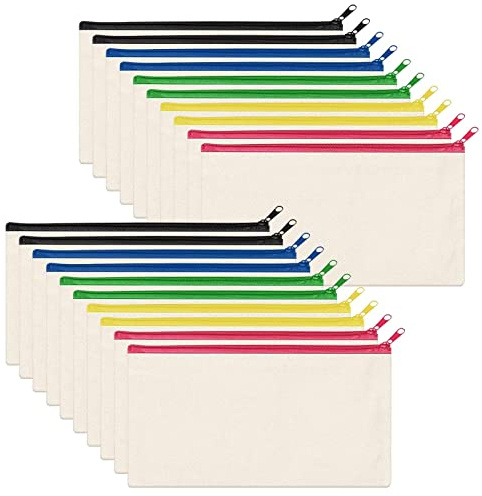 GTDOOCE Astuccio Tela Bianco Cerniera 21x12cm - Pochette Cotone 20 Pezzi