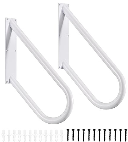 sourcing map 2pcs U-Shaped Stair Handrails for Outdoor Steps, Wall Mount Handrail 1-3 Steps (18 Length,16.5 Height) for Garden Wall Garage Porch Steps Entrance White