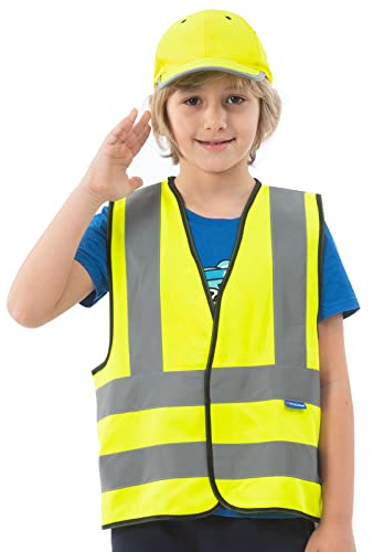 AYKRM Gilet De SéCurité Jaune Petit RéFléChissant Haute Visibilité Gilet De Enfant Jaune