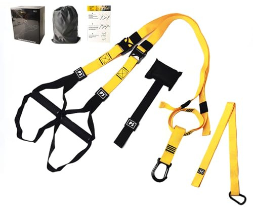 Riscko Correas de Suspensión Portátiles | Entrenamiento De Suspensión con Correa Ajustable con Anclaje para Puerta | Entrenamiento de Resistencia | P3-1 (P3-2 Amarilla)
