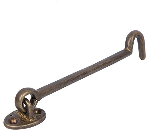 Sturmhaken mit Öse 17 cm Vintage Kabinenhaken, Bronze | Messing Ösenriegel Tuer Haken und Oese Sturmhaken für Scheunentor