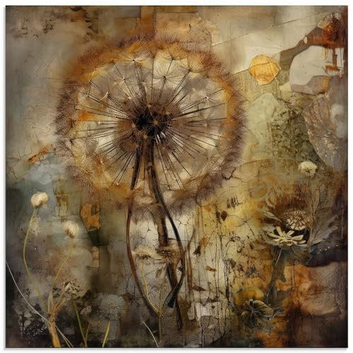 ARTland Wanddeko Glasbilder Wandbild Glas Bild einteilig 50x50 cm Quadratisch Garten Pflanzen Blumen Pusteblume Natur Abstrakt Modern U4WP