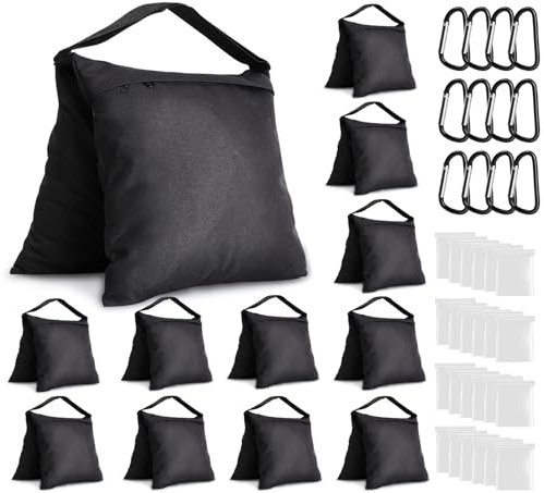 Aimosen 12 Packungen Sandsäcke Gewichtssäcke für Lichtständer, Fotografie, Videounterstützung, robuste Satteltaschen für Hintergrundständer, Fotostativ, Baldachin, Pop-Up-Zelt, Schirmständer,