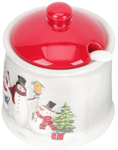 Ciieeo Contenitore Natalizio Per Spezie Ceramica Barattolo Decorativo Per Condimenti Nordic Capacità Adeguata Per Zucchero e Tè Design Elegante Per Cucina e Tavola Per Feste e Occasioni
