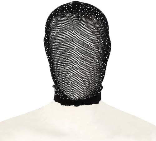 Hosfairy 1Pcs Black Mesh Mask Full Face Mask Halloween Face Mask for Halloween Christmas Valentine's Day Party Accessory