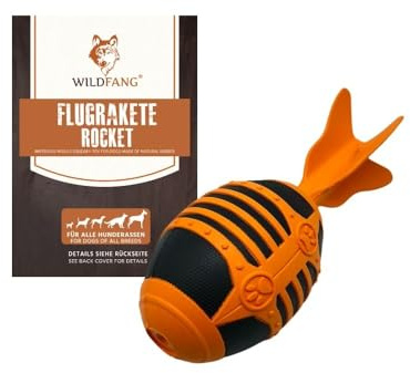 Wildfang® Quietschendes Hundespielzeug für Starke Kauer – Rocket Gummi Quietschspielzeug, Kauspielzeug Hund zur Zahnpflege, für Drinnen & Draussen