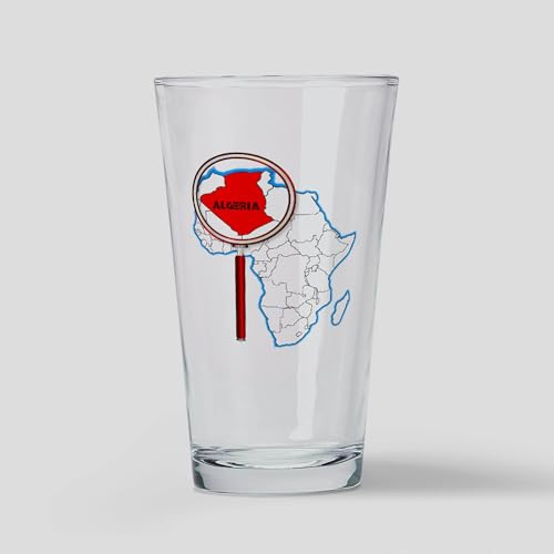 CafePress Algeria Under The Magnifying Glass Pint Glass, 16 oz. Drinking Glass