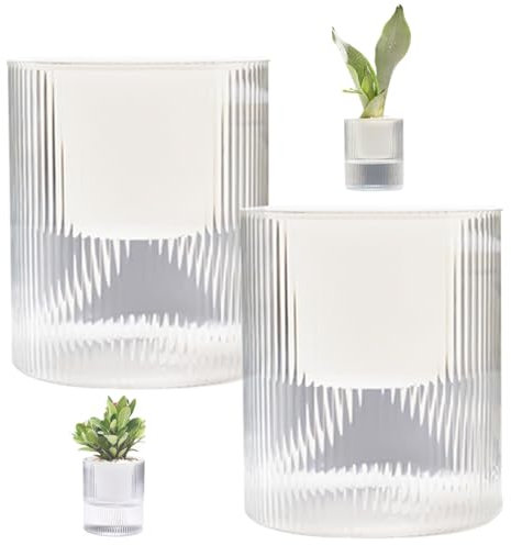 Hilai Selbstbewässerungstöpfe Innenräume, 2 Stück 4 Zoll abnehmbar 2 Schichten Selbstbewässerung Pflanzer mit Entwässerungsloch Kunststoff Selbstbewässerungstopf mit klarem Wasserspeicher