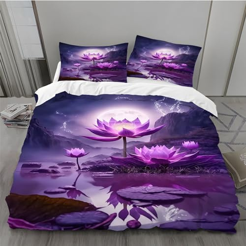 BAIL Housse de Couette 240 x 260 Montagne De Lune Housse Couette Très Doux Parure de Lit Adulte en Microfibr 2 Taies d'oreiller 65 x 65 cm Convient pour Chambre