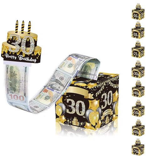 Überraschungsbox Männer Frauen 30 Geburtstag Schwarz Gold zum Basteln Geschenk Verpackung Silber Tortendeko Happy Birthday