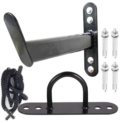 Space Storage Rack, schwarzer Aufbewahrungshaken, Ringe Aufbewahrungshaken, an der Wand montierter Battle Hook Battle Holder Gym Battle Rope Storage Battle Equipment Hook Schwarz für Wandmontage-Kit