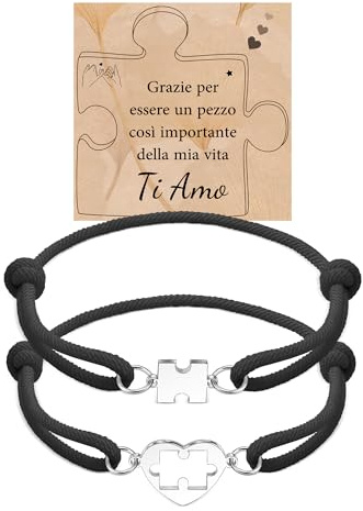 Cheerslife Regalo Fidanzato,Bracciale Coppia Lui e Lei,Regalo Anniversario per Lui,Regali di Coppia per San Valentino - Bracciali Coppia Fidanzati Regali Natale Fidanzato Fidanzata Marito Moglie Nero