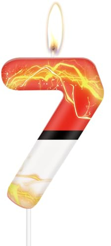 Cartoon 7 Birthday Candle, Anime Number 7 Candles for Cake, Girls Boys 7th Birthday Decoration, Anime Themed Party Decoration, Sparkle Candle Cake Toppers for Girls Boys Birthday Party Decorations