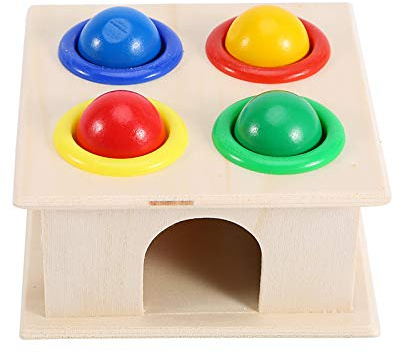 Gonetre Hammerspiel Klopfbox aus Holz, Montessori Spielzeug ab 1 Jahr, Baby Spielzeug, Kinderspielzeug Holzspielzeug Hölzernes Kugelhammer Kasten, 1x Holzregal 4X Kugeln 1x Hammer