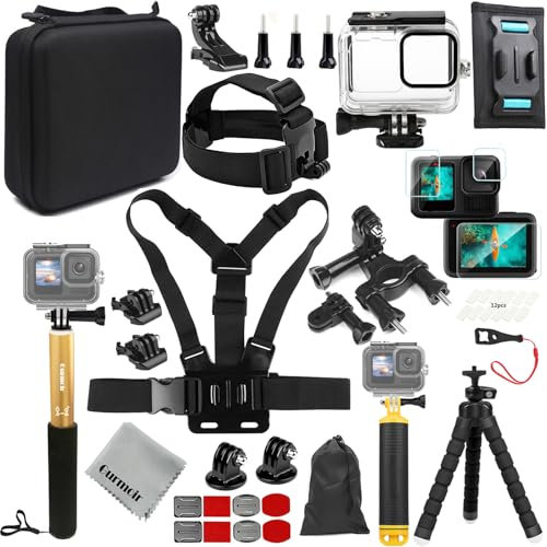 Gurmoir Kit de Accesorios con Funda Impermeable para Gopro Hero 13 12 11 10 9 Cámara, Kit de Cámara de acción Paquete Compatible con Go Pro 13 12 11 10 9 (DT13)