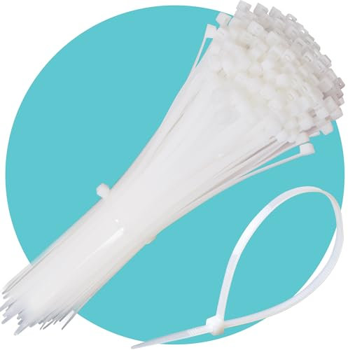 Triplast Essential Natural White Cable Ties - Pack of 100 x 12 Long Handy Zip Ties (300mm x 3.6mm) - Self Locking & Anti-Slip Nylon Plastic Tie Wraps for Cable Management & Indoor/Outdoor Use