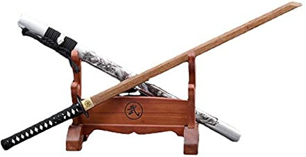 Katana Dritta in Palissandro da 103 cm, Fodero Bianco con Motivo Dipinto, Spade da Samurai in Legno Fatte a Mano per Esposizione Cosplay Kendo