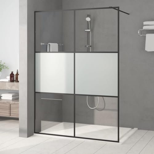 Xichuzi Duschwand für Begehbare Dusche Schwarz 140x195 cm Halbmatt ESG, Duschrückwand, Duschabtrennung, Glaswand Dusche, Duschglaswand, Duschtrennwand - 152109