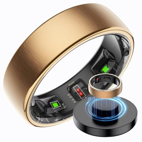 Bague intelligente en acier inoxydable pour homme et femme - Étanche - 5 ATM - Suivi de fitness - Android iOS - Suivi du sommeil - Moniteur de fréquence cardiaque - Suivi de fitness - Podomètre