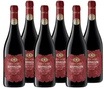 Giordano – BOX RINFORZATO APPASSIMENTO PRIMITIVO PUGLIA IGT – 6 Bottiglie di Vino Rosso Secco 2024, Ricco e Corposo, Note di Frutta Matura, Spezie e Cioccolato – Formato 75 cl