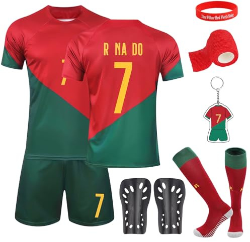 Ensemble de Football pour Enfants Maillot n°7, Short, Protège-Tibias et Chaussettes