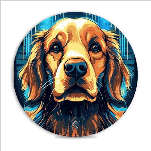 Tapis Souris Golden Retriever (30X30) CM 11.81(in) Tapis Souris Rond Jeu SU Tapis Souris en Tissu Tapis Souris d'ordinateur avec Compatible avec Les Souris Laser et optiques