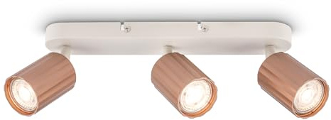 BRILONER - Plafoniera, orientabile, GU10, max. 9 W, faretti soffitto, lampada soffitto, plafoneria, plafoniere, camera da letto, faretto, 32,5 cm, caffè