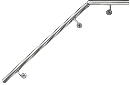 Handlauf aus Edelstahl mit Winkel 100 cm Gelenkverbinder Rohrverbinder Treppengeländer Geländer für Treppe 4,2 cm Wandhandlauf Wand Treppe V2Aox