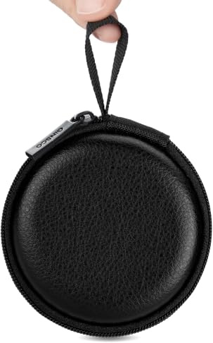 Ginsco Mini-Portable Hard Shell Earbuds Case for Apple EarPods Headphones USB-C Wired Ear Buds/Skullcandy Jib Wired Earbuds, Travel Case for Earphones Earplugs (1, Luxe Black)