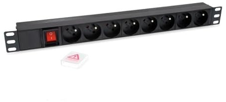Regleta de alimentación - regleta de Rack 19 1U con 8 Tomas y Interruptor, Ideal para gestionar energía en entornos eléctricos.