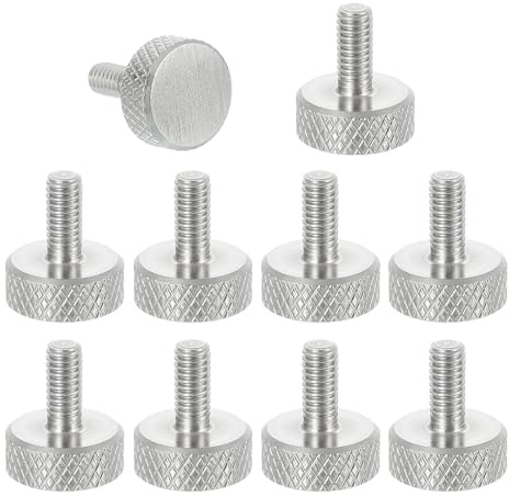 sourcing map Tornillos de pulgar moleteados M4 x 8 mm, tornillos de cabeza plana de acero inoxidable 304, pernos de cabeza moleteada de diamante métrico, perillas de agarre, sujetadores de rosca para